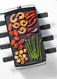 RICARDO Ensemble à Raclette Électrique Réversible, 18 Pièces, Pour 8 Personnes, Grille Réversible Antiadhésive The Rock, Contrôle de Température, 1500 Watts