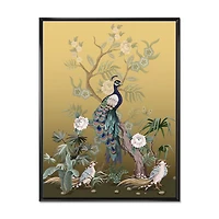 Designart Chinoiserie Aux Oiseaux Et Pivoines VI ART MURAL À CADRE FLOTTÉ