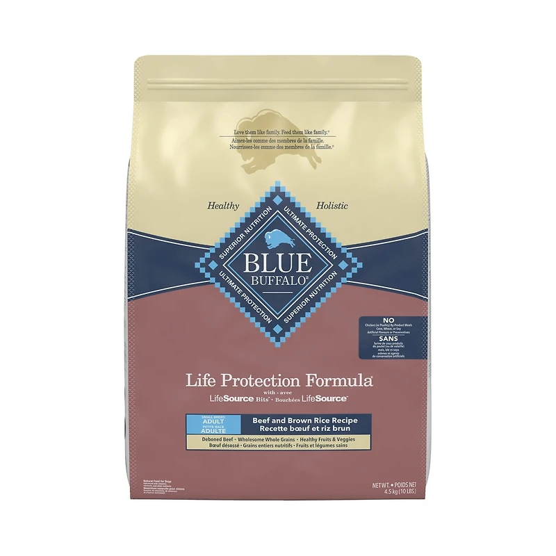Blue Buffalo Life Protection Formula Natural Adult Small Breed Dry Dog Food, Beef and Brown Rice, 2.2kg-4.5kg