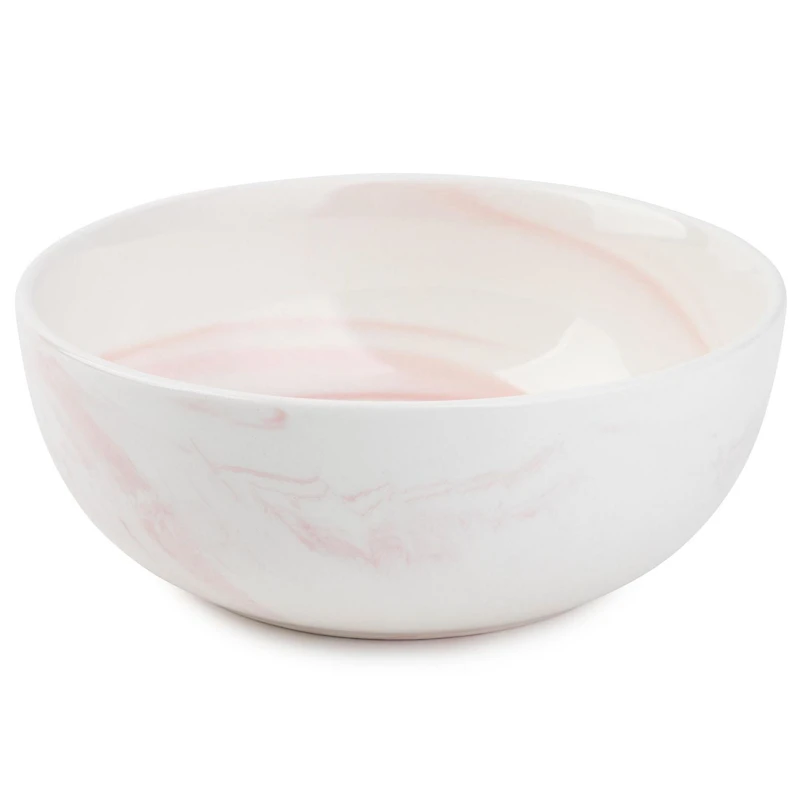 Thym & Table Vaisselle en grès marbré rose, ensemble de 12 pièces