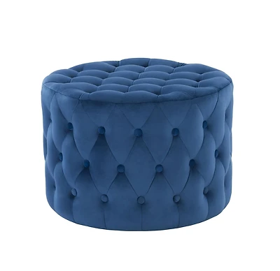 K-LIVING DEAN OTTOMAN EN TISSU MICRO DAIM TUFTED BLEU