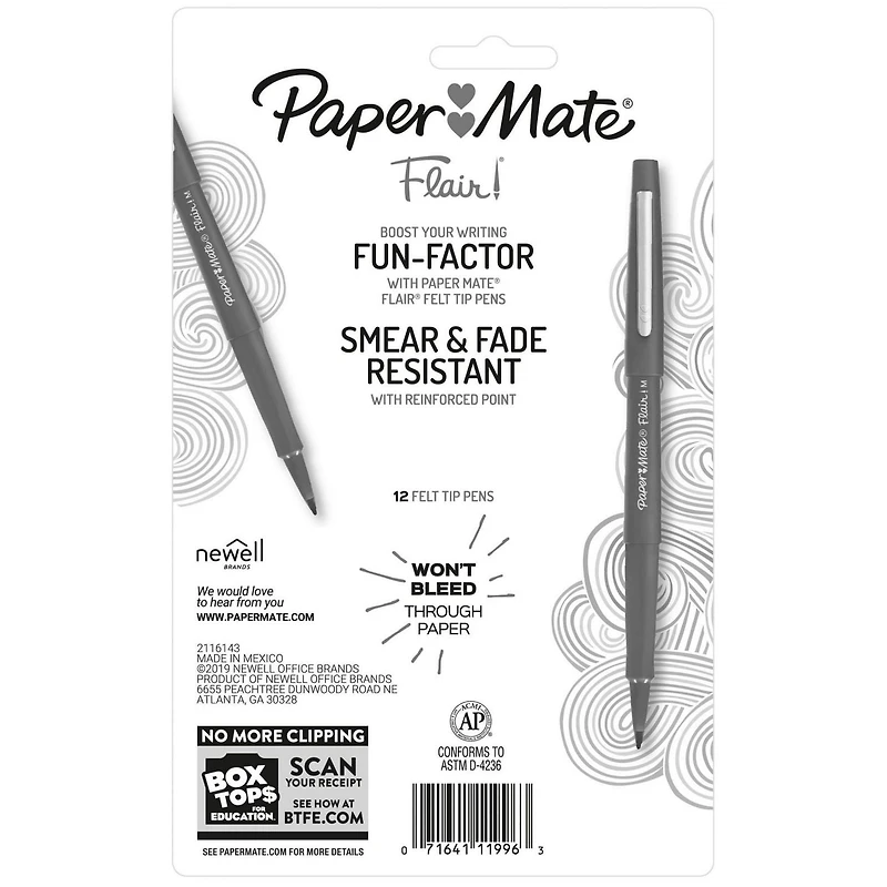 Paper Mate Flair Felt Tip Pens, Medium Point (0.7 mm), Assorted Colours