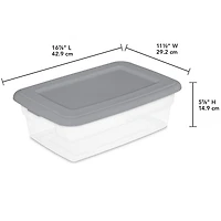 Ensemble de (4) boîtes de rangement Sterilite de 11,4 litres, bacs de rangement en plastique transparent, couvercle à enclenche, gris