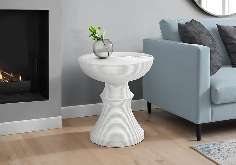 Monarch Specialties - Table D'Appoint, 25"H, Intérieur Ou Extérieur, Table D'Appoint, Bout, Chambre À Coucher, Salon, Table De Nuit, Rond, Blanc, Contemporain, Moderne