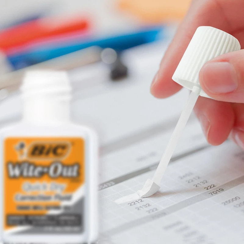 BIC Wite-Out Quick Dry Correction Fluid, 22 mL, White, Goes on Easy with A Reduced Dry Time, 2-Count Pack