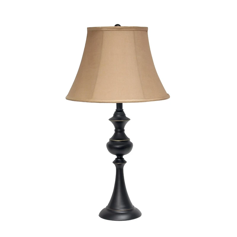 Ensemble de 3 lampes Elegant Designs de fabrication traditionnelle (2 lampes de table, 1 lampadaire) avec des abat-jours bruns, bronze