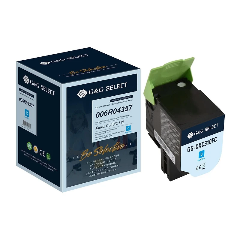 G&G Select Xerox C310/C315 Nouvelle cartouche de toner cyan compatible, 006R04357