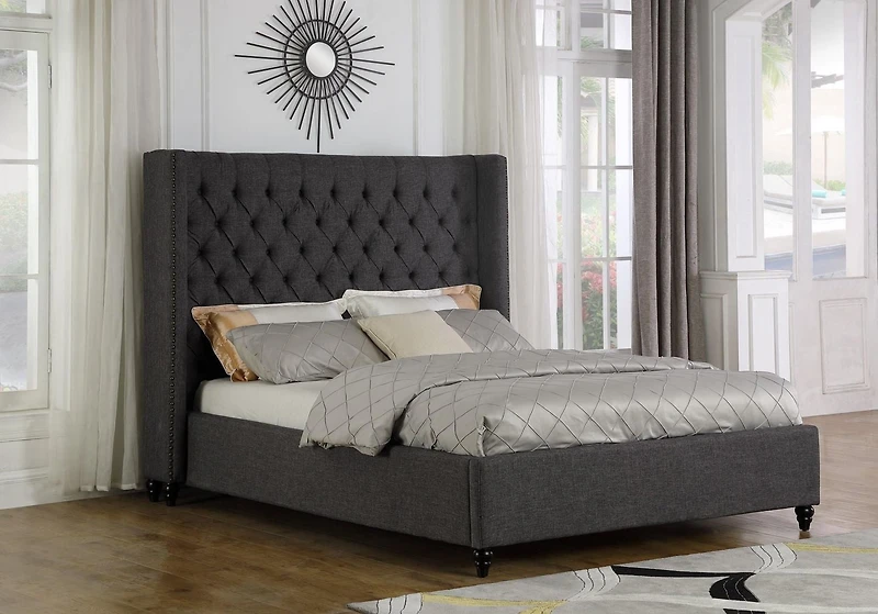 Olivia Queen Platform Bed, Grey