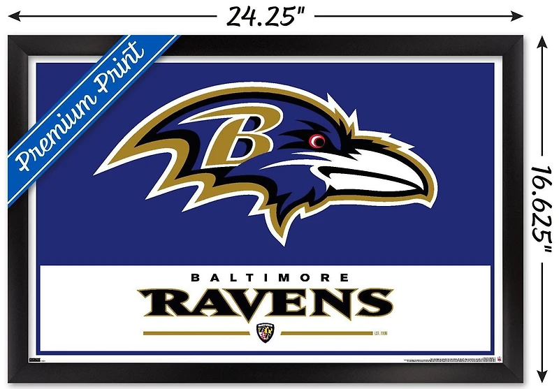 NFL Baltimore Ravens - Logo 21 Wall Poster, 22.375" x 34" Framed