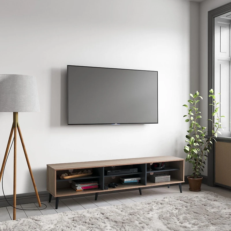 CorLiving Cole Modern Engineered Wood TV Stand with Open Shelves for Most TVs up to 85"