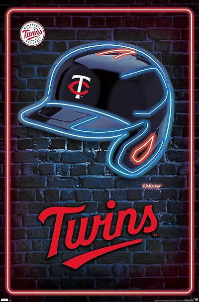 MLB Minnesota Twins - Neon Helmet 23 Wall Poster, 22.375" x 34"