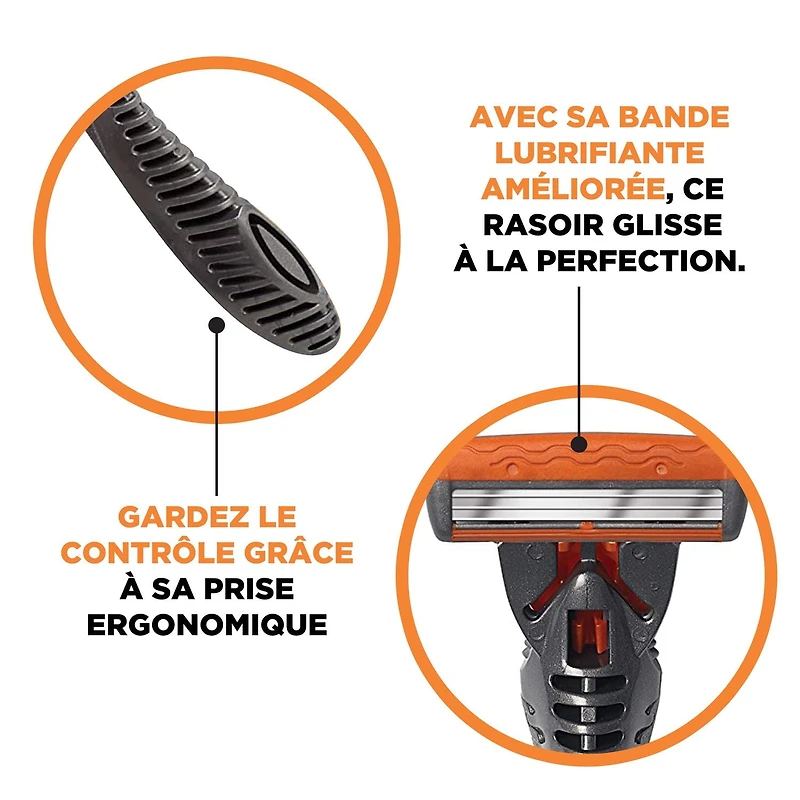 Rasoir jetable rechargeable pour hommes BIC Comfort 3 Hybrid, lames de rasoir, 3 lames, 2 manches et 20 cartouches, pour un rasage confortable, paquet de 20. paquet de 20