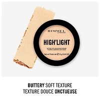 Rimmel High'Light, poudre lumineuse douce, contient des pigments hautement réfléchissants, vous donne un éclat lumineux, 100% Sans Cruauté Un éclat vraiment lumineux