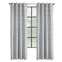 Loft Living Parrie, panneau de rideau à œillets jacquard à motif feuilles, 100% occultant 52" x 95", argent