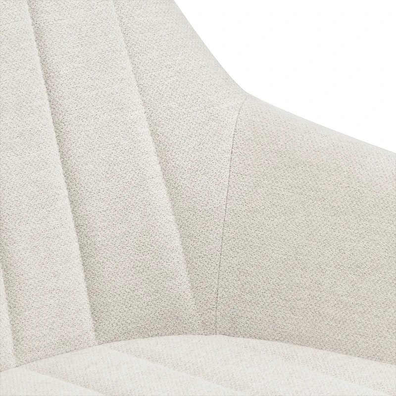 Chaise de salle à manger avec accoudoirs en tissu crème et pattes en métal Bouclair