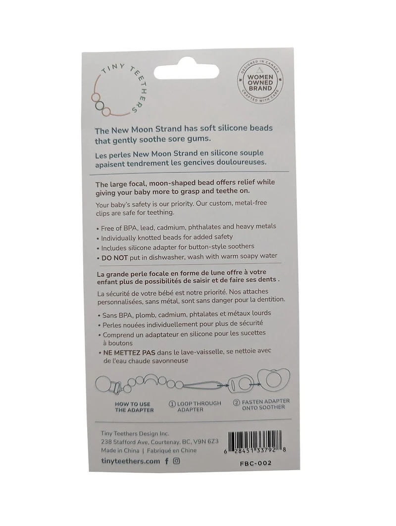 Tiny Teethers Statement Strand Pacifier Clip for infants – Moon – Style and Comfort Combined, MOON PACIFIER CLIP