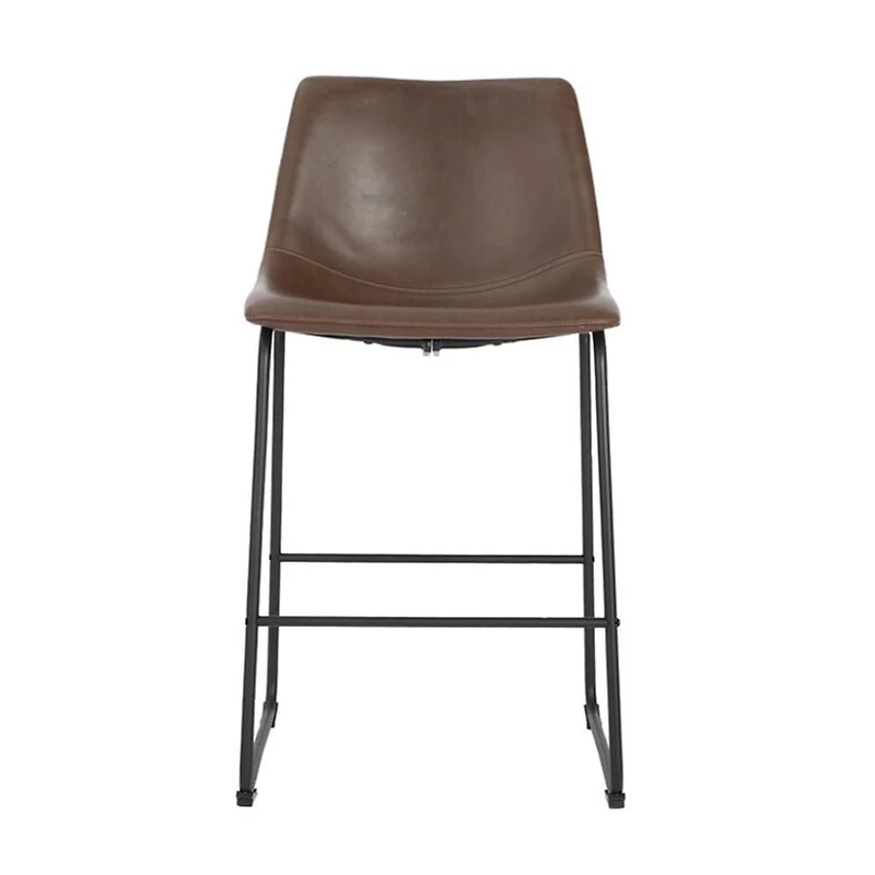 TABOURET LANDON avec cuir PU et structure en acier thermolaqué noir mat ENSEMBLE DE 4