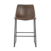 TABOURET LANDON avec cuir PU et structure en acier thermolaqué noir mat ENSEMBLE DE 4