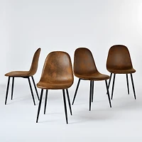 Homy Casa Set of 4 Upholstered Accent Chairs with Metal Frame for Living Room Lounge Use, Brown Faux Suede
