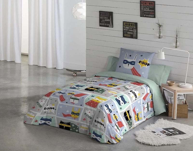 Gouchee Home Boom Superhero Twin Duvet Cover Set – 2-Piece Reversible OEKO‑TEX Certified Kids Bedding