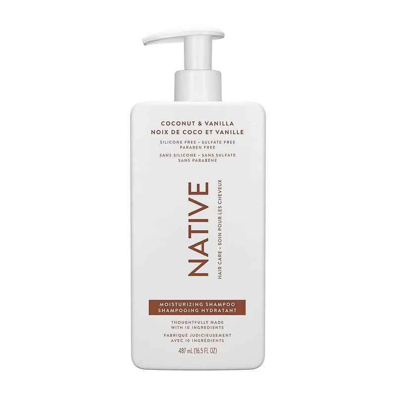 Shampooing hydratant Native Noix de coco et vanille, sans sulfate, sans parabènes 487 ml