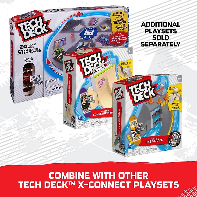 Tech Deck, Shredline 360 Motorized Skate Park, X-Connect Creator, Customizable and Buildable Turntable Ramp Set with Exclusive Fingerboard, Kids Toy for Boys and Girls Ages 6 and up
