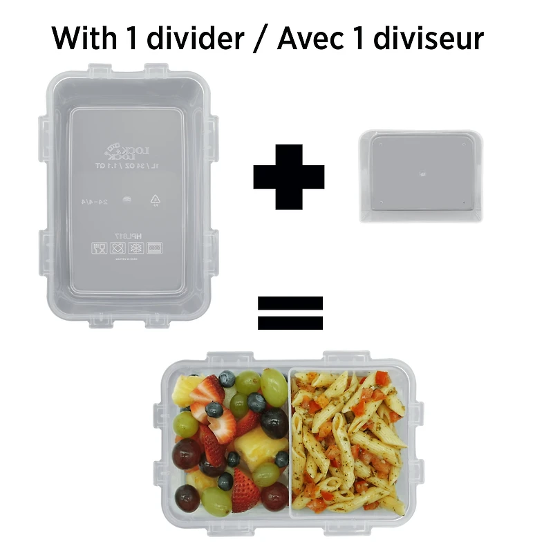Starfrit LocknLock boîte Bento - Diviseur amovible - 1L / 34oz - Hermétique et étanche – Couvercle verrouillable sur 4 côtés Emboîtable et empilable