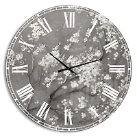 Designart 'White Cherry Blossoms I' Traditional wall clock