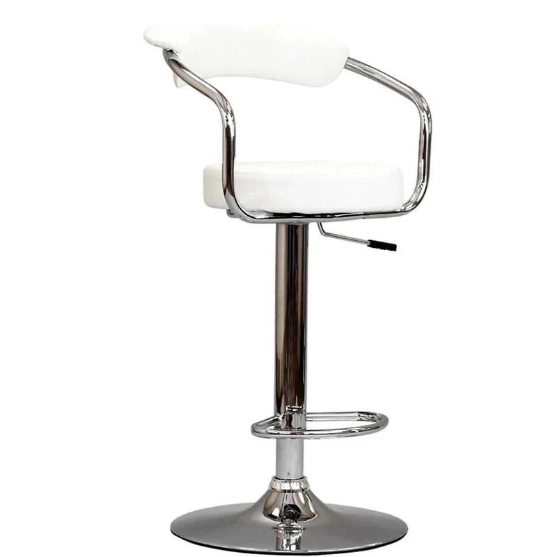 Heavenly Collections Tabouret de Bar Pivotant Ajustable en Cuir Synthétique Blanc avec Base en Chrome, Ensemble de 1