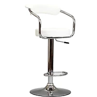 Heavenly Collections Tabouret de Bar Pivotant Ajustable en Cuir Synthétique Blanc avec Base en Chrome, Ensemble de 1