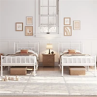 Fullfurnique Metal Platform Bed Frame with Headboard and Footboard, Twin, White