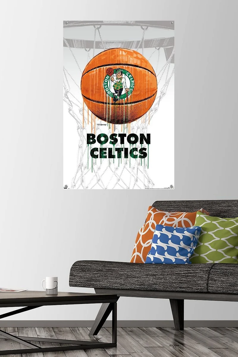 NBA Boston Celtics - Drip Ball 20 Wall Poster, 22.375" x 34" Framed