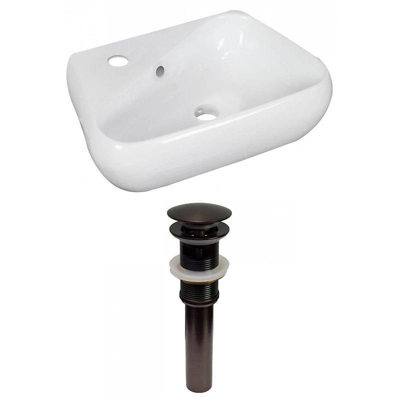 American Imaginations -in. W Wall Mount White Bathroom Vessel Sink Set For 1 Hole Left Faucet AI