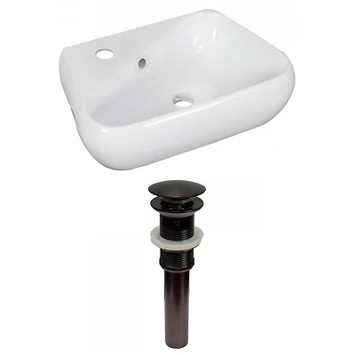 American Imaginations -in. W Wall Mount White Bathroom Vessel Sink Set For 1 Hole Left Faucet AI