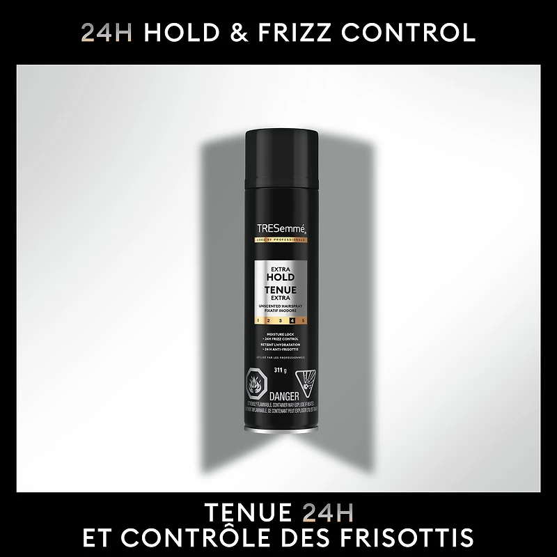 Fixatif Capillaire Tenue Extra Inodore TRESemmé  pour une protection contre l'humidité, les frisottis et les cheveux rebelles