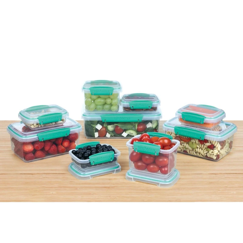 Récipients de conservation des aliments Sistema Klip It, collection accents, bleu sarcelle