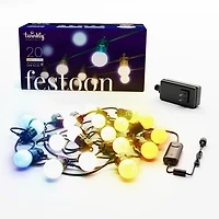 Twinkly Festoon Ampoules LED Smart 20 AWW, guirlande noire de 33 pieds, Gen II