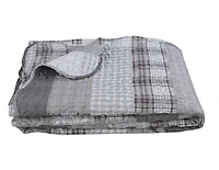 Marina Decoration Parure de lit ultra douce avec couvre-lit en tissu Pinsonic imprimé en relief et taies d'oreiller, motif rayé gris moderne