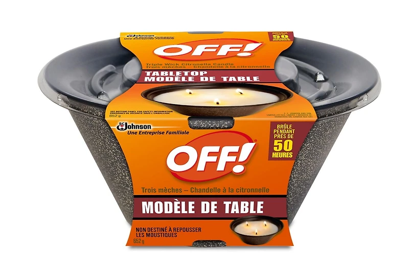 Chandelle de table à la citronelle Off! à trois mèches