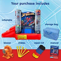 Funormous Disney Spider-Man Outdoor Bounce House with Slide, Plus Heavy Duty Air Blower with GFCI for Kids Ages 3-8 Years