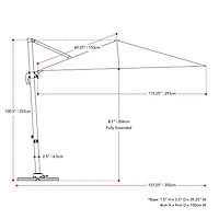 CorLiving 9.5ft Offset Tilting and Rotating Outdoor Umbrella with Aluminum and Steel Frame and Durable Canopy