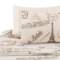 Marina Decoration Ultra Soft Silky Zipper Rich Rayon from Bamboo All Season Printed Duvet Cover Set with Pillowcase, Eiffel Tower Ivory Pattern