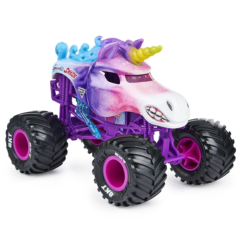 Monster Jam, Monster truck Sparkle Smash officiel, véhicule en métal moulé à collectionner, échelle 1:24
