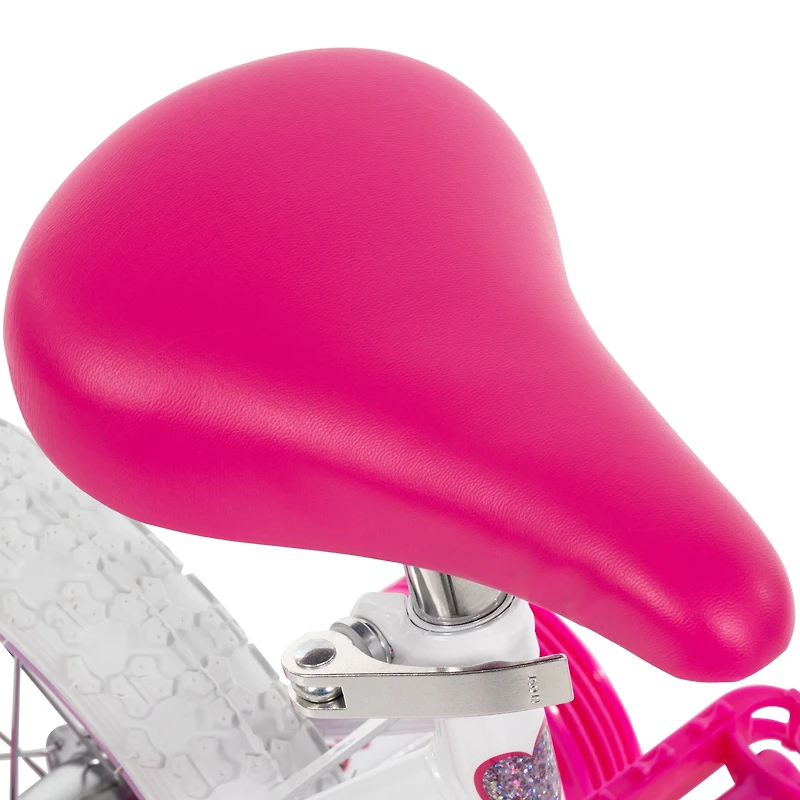 Sea Star de Huffy 12 pouces vélo pour filles avec roues d’entraînement, blanc / rose 3-5 ans