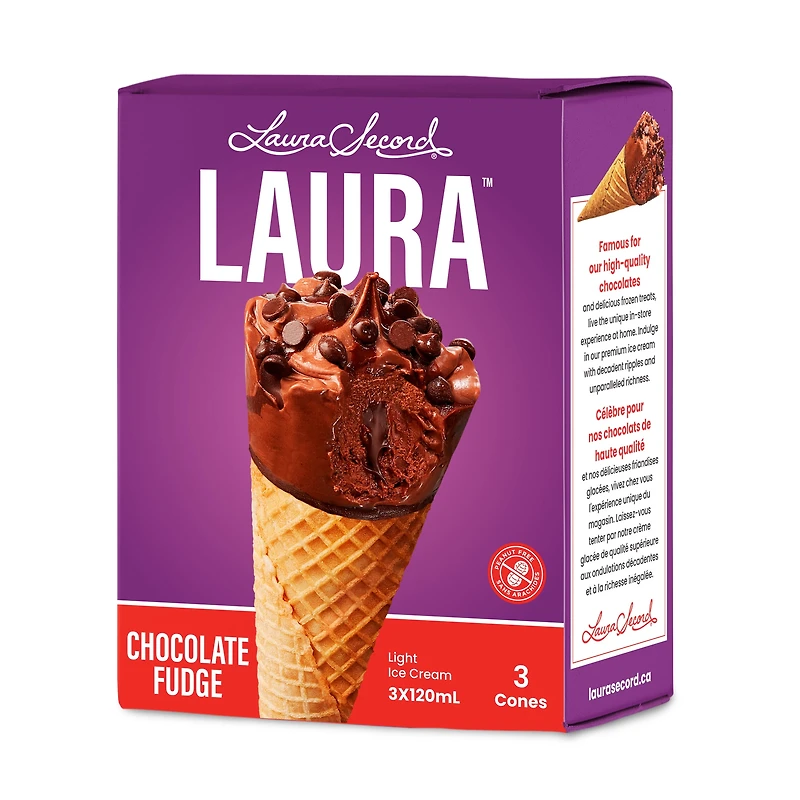 3X120MLLSCHOCOFUDGE - FRENCH 3x120ml Cornet Laura Secord au chocolat et fudge