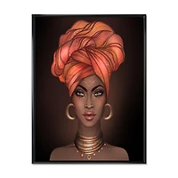 Designart African American Woman with Turban V FLOAT FRAME WALL ART