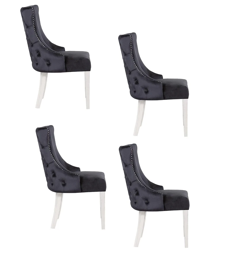 Plata Import Stonefort Chair in Black Set of 4 for Dining Area