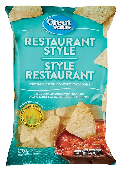 Great Value Restaurant Style Tortilla Chips, 270 g