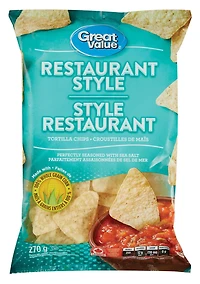 Great Value Restaurant Style Tortilla Chips, 270 g