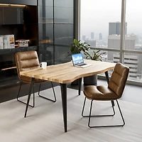 Homy Casa Computer Desk with Live Edge Perfect for Home Office PC Workspace, Walnut